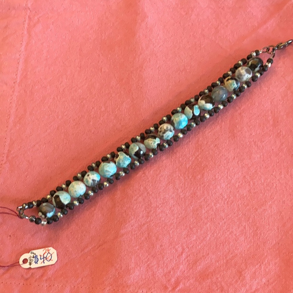 Blue & black Agate bracelet